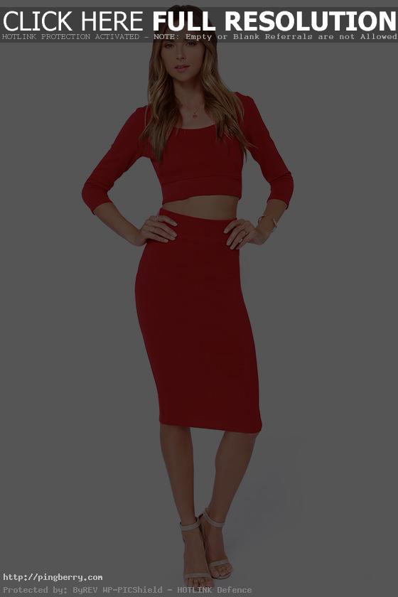 Half Red Two-Piece Dress