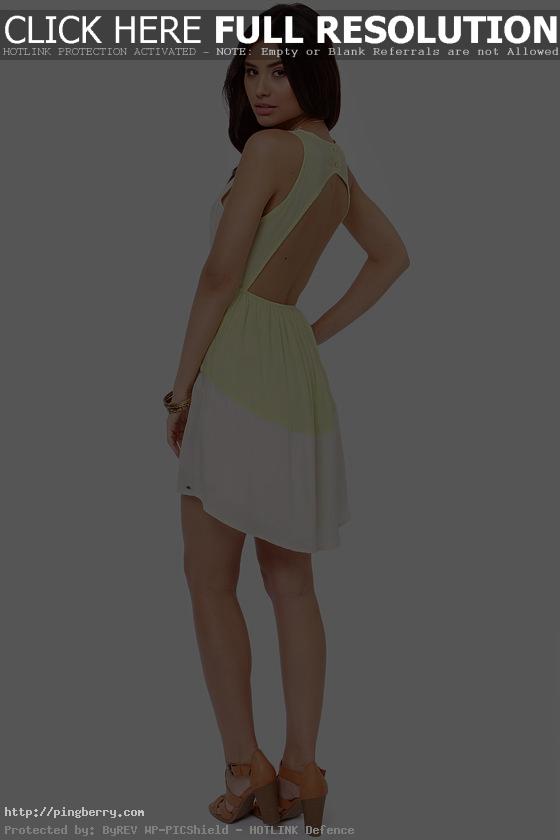 Ivory and Yellow Color Block Dress