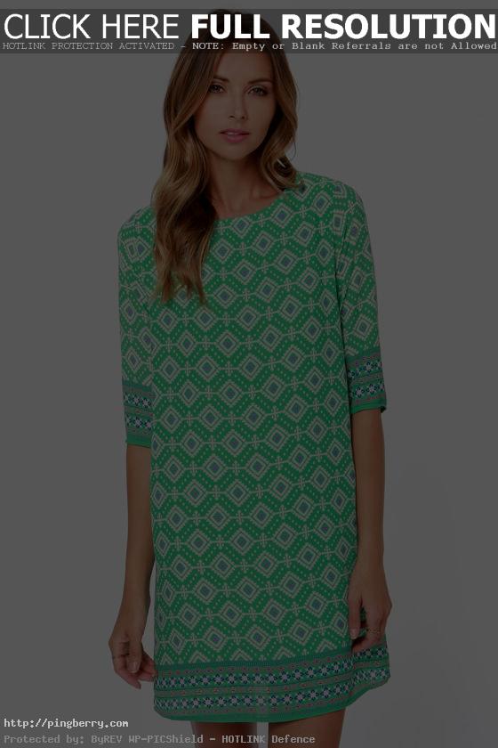 Prints Charming Green Print Shift Dress