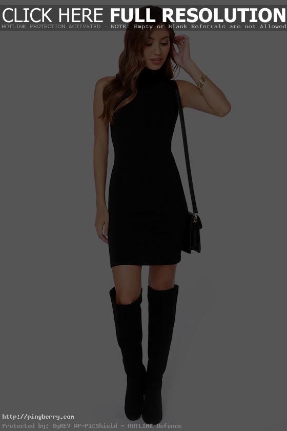 Simple Basic Sleeveless Black Dress