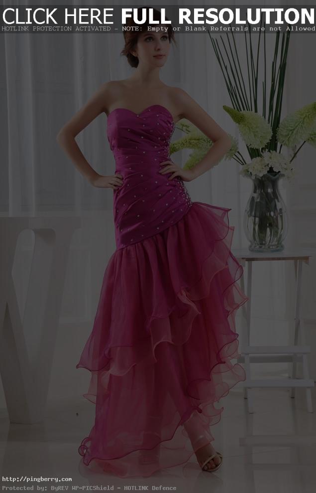 Sleeveless Pleated Low Back Crystals Natural Waist Prom Dress