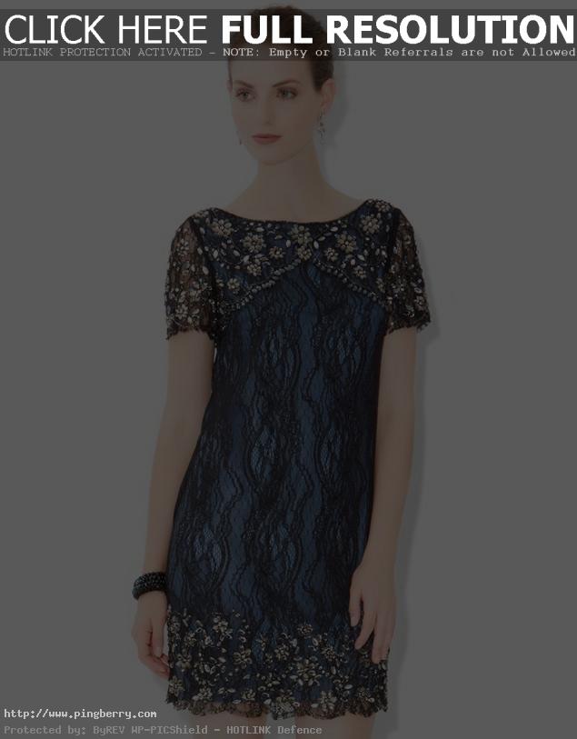 navy lace cocktail evening dress