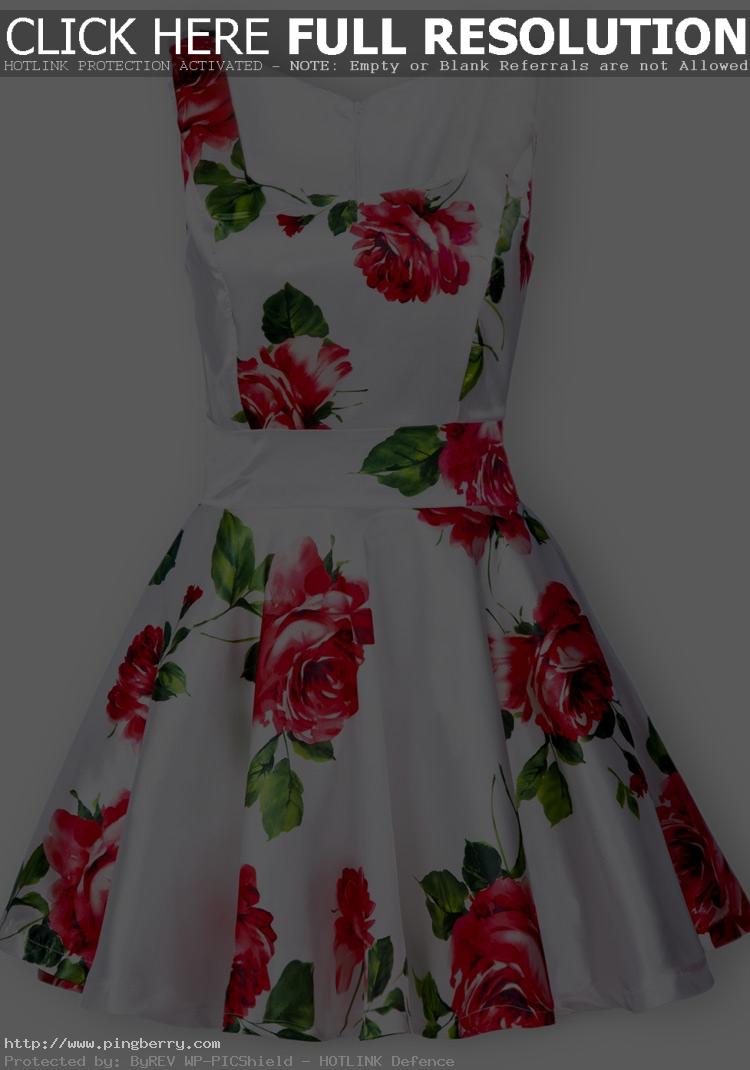 white dress red flowers